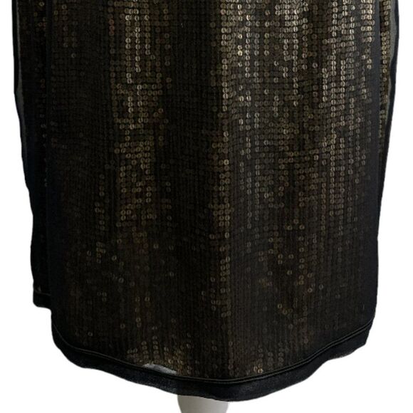 Linda Allard Ellen Tracy Black Sheer Silk Overlay Gold Sequin Skirt Size 12 NWT - Picture 12 of 12